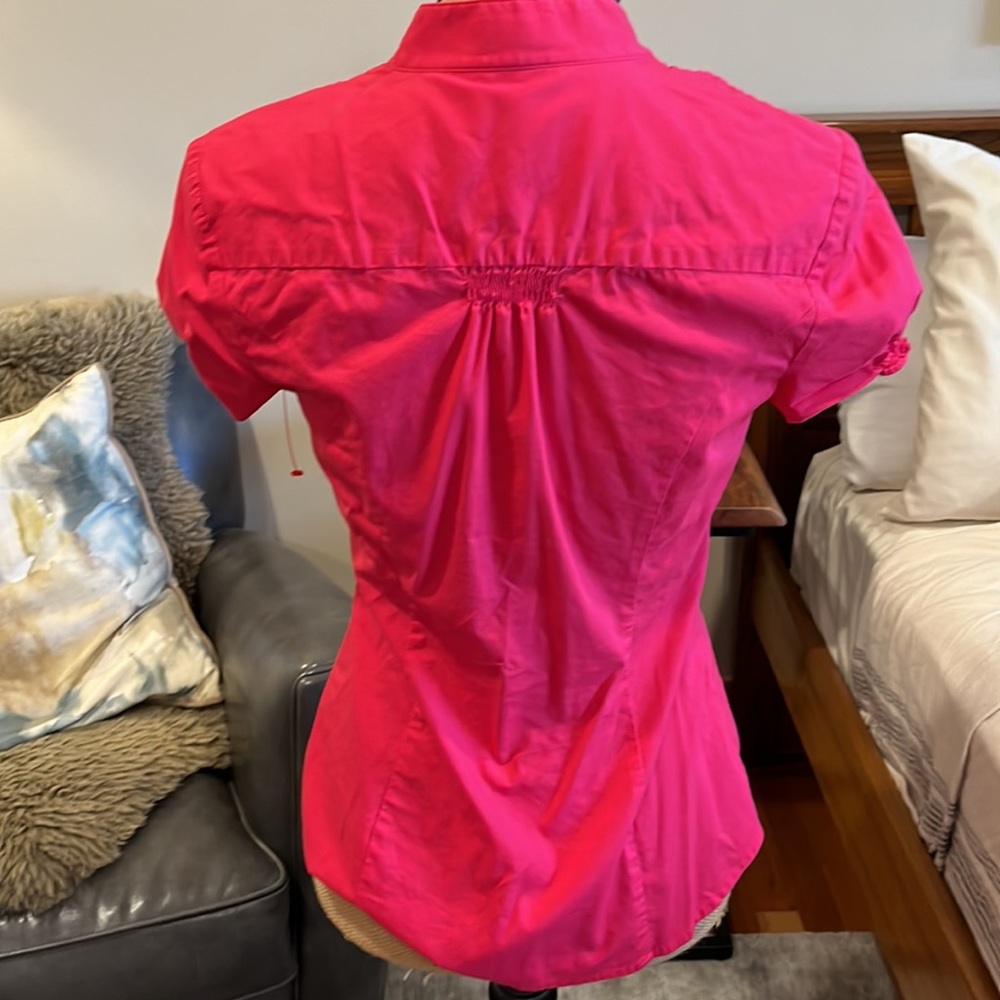 Express Hit Pink Essential Stretch Career Blouse - Size S - Picture 2 of 4